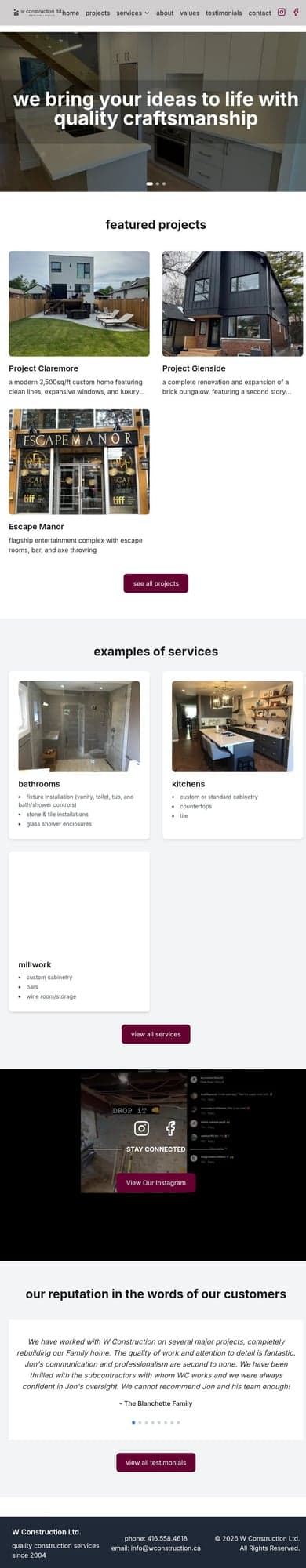 W Construction Homepage