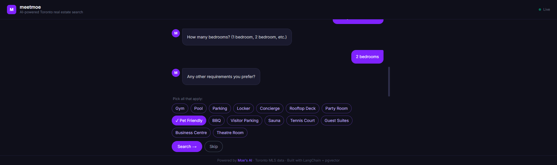 Amenities multi-select