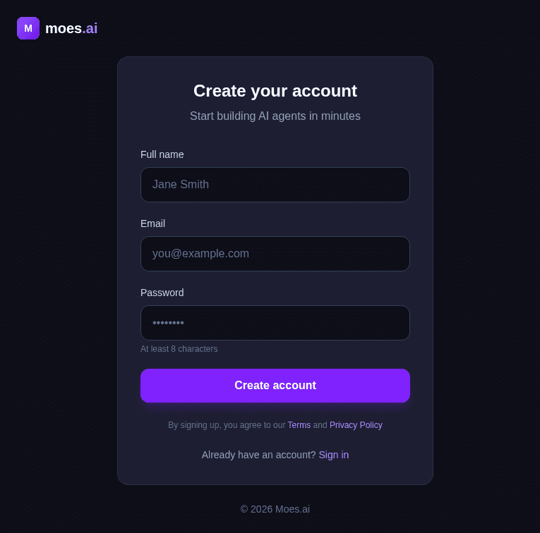 Moe's AI Sign Up