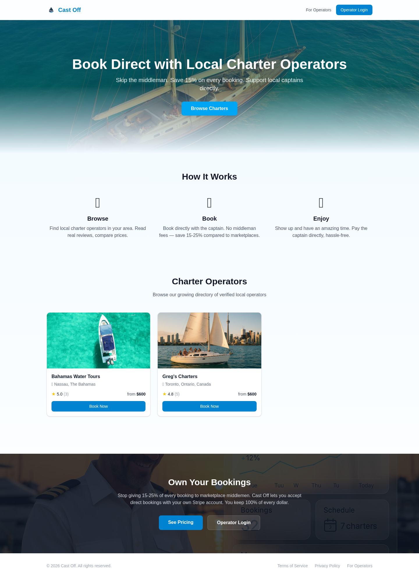 Cast Off — Charter Booking Platform